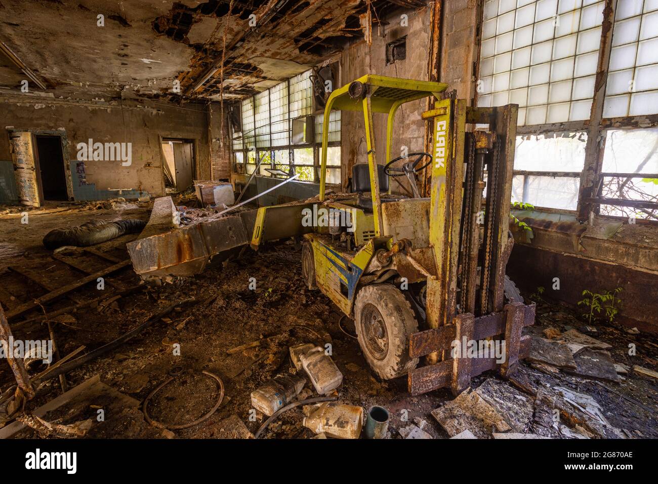 Scena da una scuola abbandonata. Foto Stock