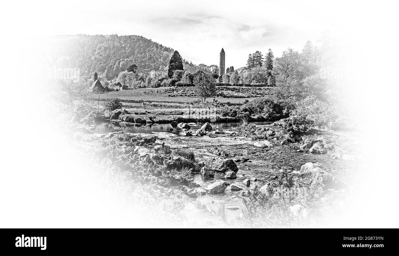 Glendalough nelle montagne di Wicklow in Irlanda Foto Stock