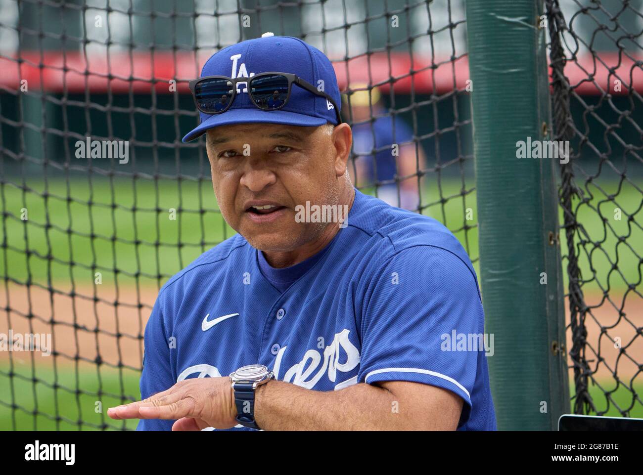 Denver, Colorado, Stati Uniti. 16 luglio 2021. Dave Roberts, manager di Los Angels (30), prima della partita con i Los Angeles Dodgers e i Colorado Rockies che si sono tenuti al Coors Field di Denver Co. David Seelig/Cal Sport medi. Credit: csm/Alamy Live News Foto Stock