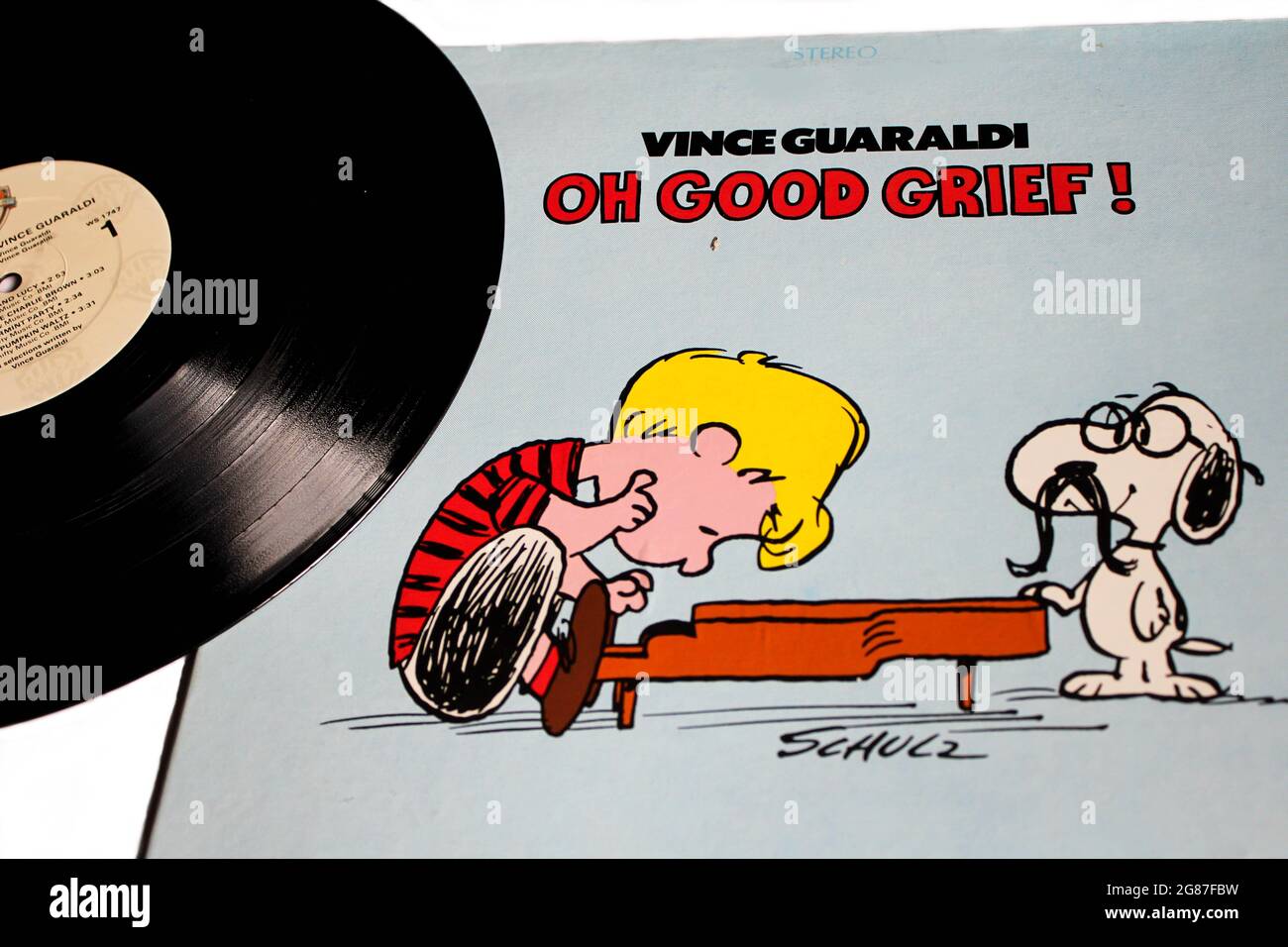 Peanuts canzoni composte dall'artista vince Guaraldi album musicale su disco LP in vinile. Intitolato: OH buon dolore! copertina album Foto Stock