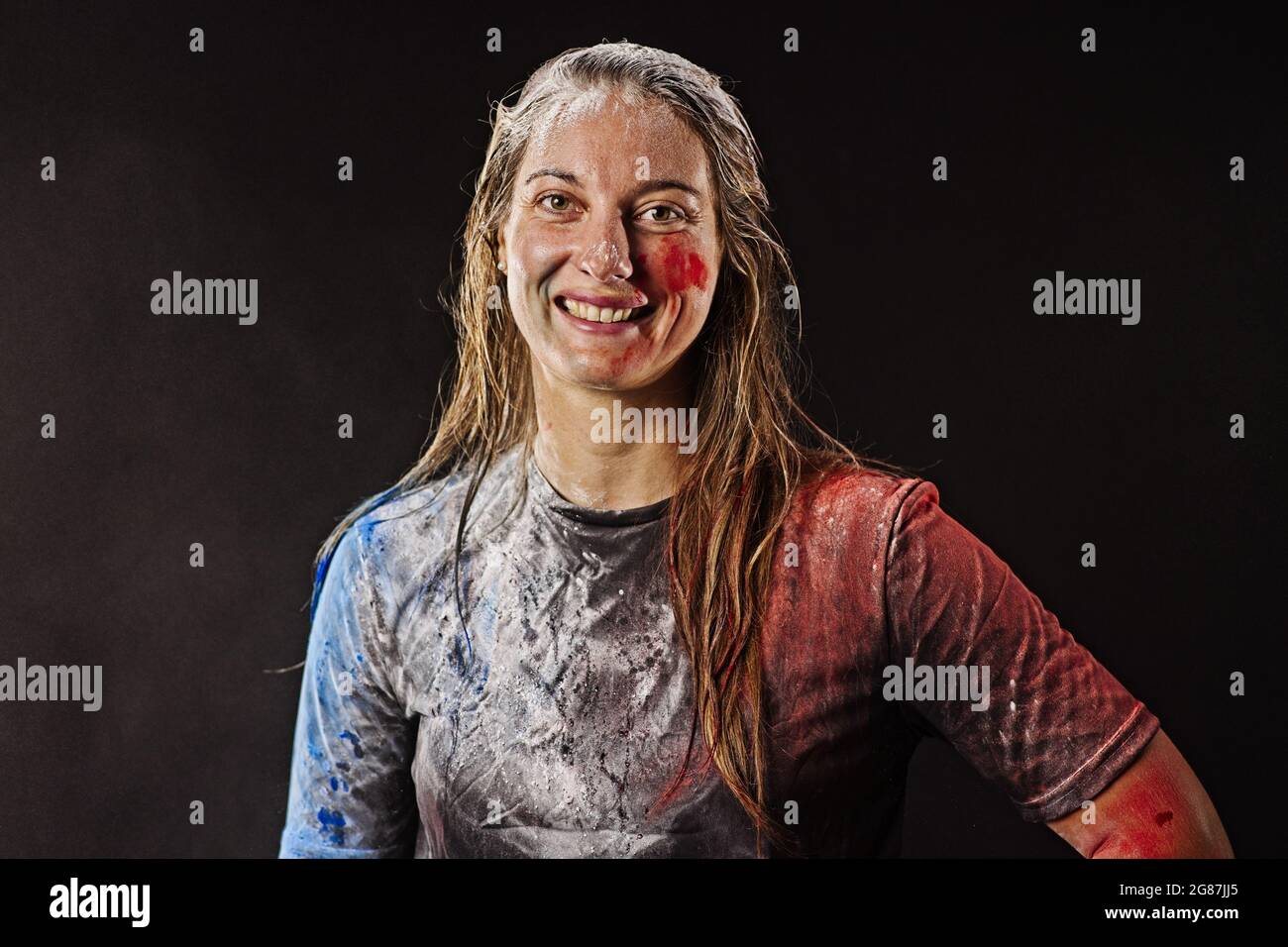 Aloïse Retornaz, catégorie 470 Portrait, studio Équipe de France de voile Olympique, JO de Tokyo 2021, 15 Juin 2021, à Zecamp, Corrençon en Vercors, Francia - Foto Pierre Bouras / FFVoile/ DPPI Foto Stock