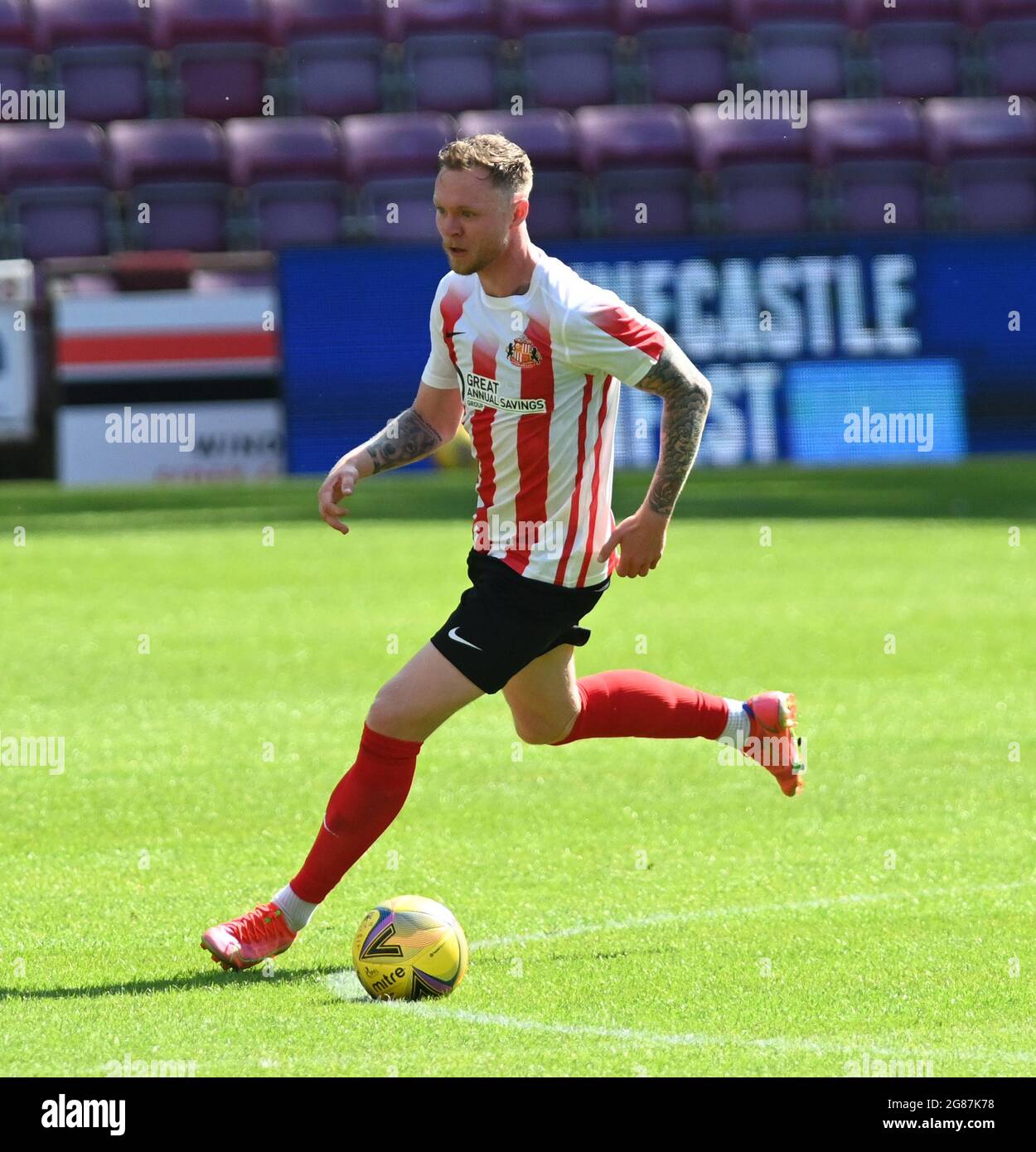 Tynecastle Park .Edinburgh.Scotland.UK. 17 luglio 21 Hearts vs Sunderland Pre Season friendly match . Attaccante Sunderland Aiden o'Brien . Credit: eric mcowat/Alamy Live News Foto Stock