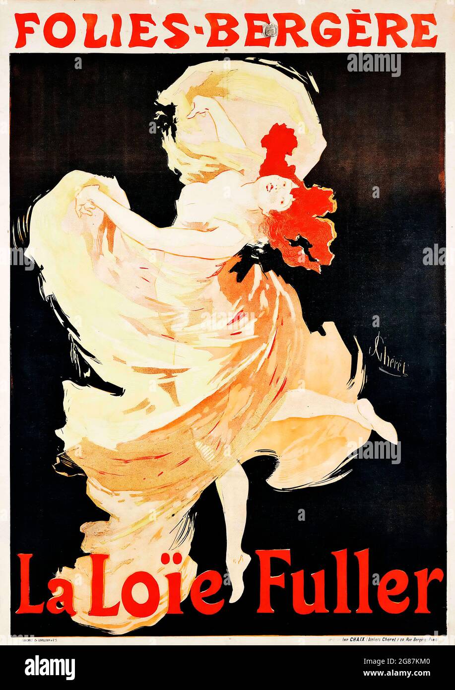 Jules Cheret – FOLIES-BERGÈRE, LA LOCIBUTE e FULLER, 1893, stampato da Chaix, Parigi - la belle époque poster Foto Stock