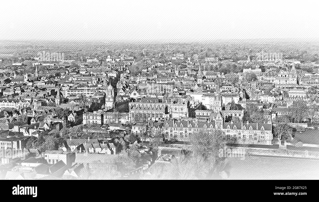 Città di Oxford e Christ Church University - veduta aerea Foto Stock