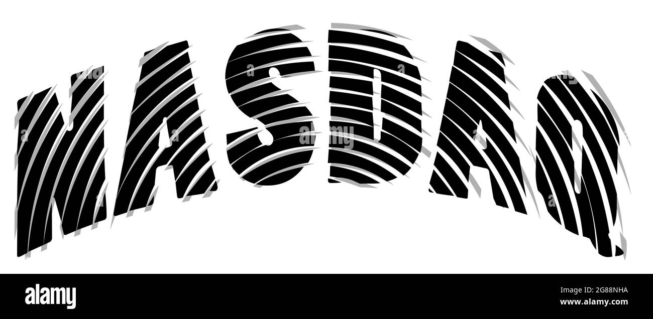 Parola NASDAQ per rappresentare il significato della parola finanziaria come concetto. Eps10 Vector Illustrazione del concetto di segnaletica ETF con cerchi concentrici isolati o Illustrazione Vettoriale