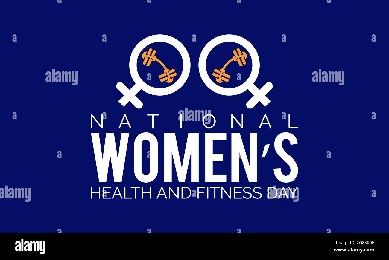 Banner, poster, scheda, sfondo del giorno della salute e del fitness delle donne nazionali. Illustrazione Vettoriale