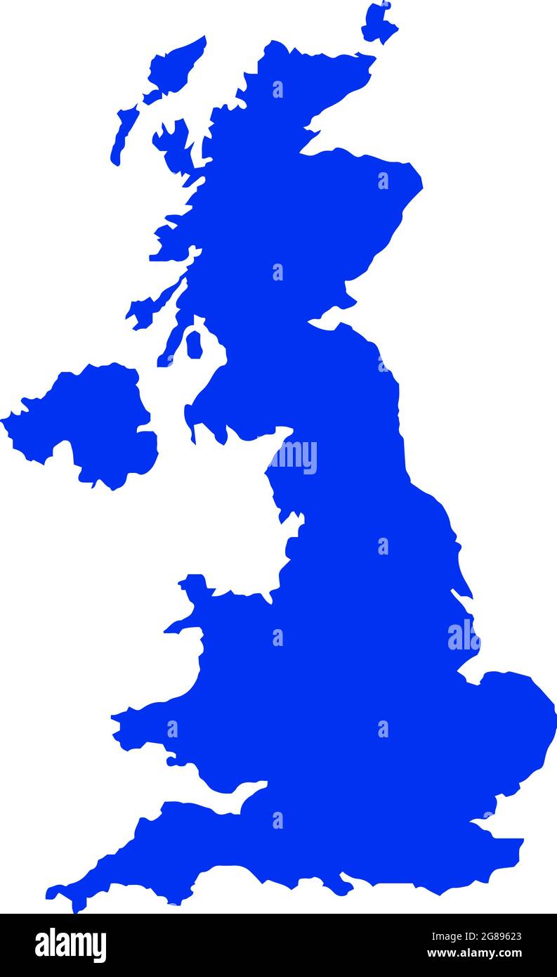 Mappa del Regno Unito di colore blu. Mappa politica del regno unito. Mappa di illustrazione vettoriale. Illustrazione Vettoriale