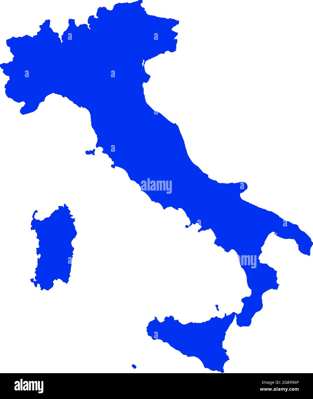Mappa del profilo dell'Italia di colore blu. Mappa politica italiana. Mappa di illustrazione vettoriale. Illustrazione Vettoriale