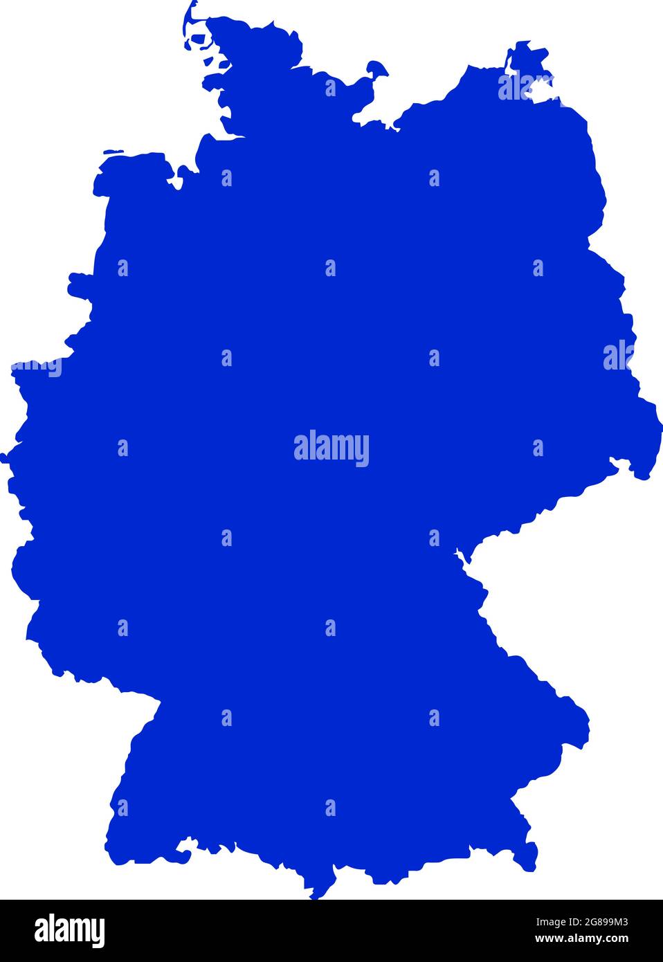 Mappa della Germania di colore blu. Mappa politica tedesca. Mappa di illustrazione vettoriale. Illustrazione Vettoriale