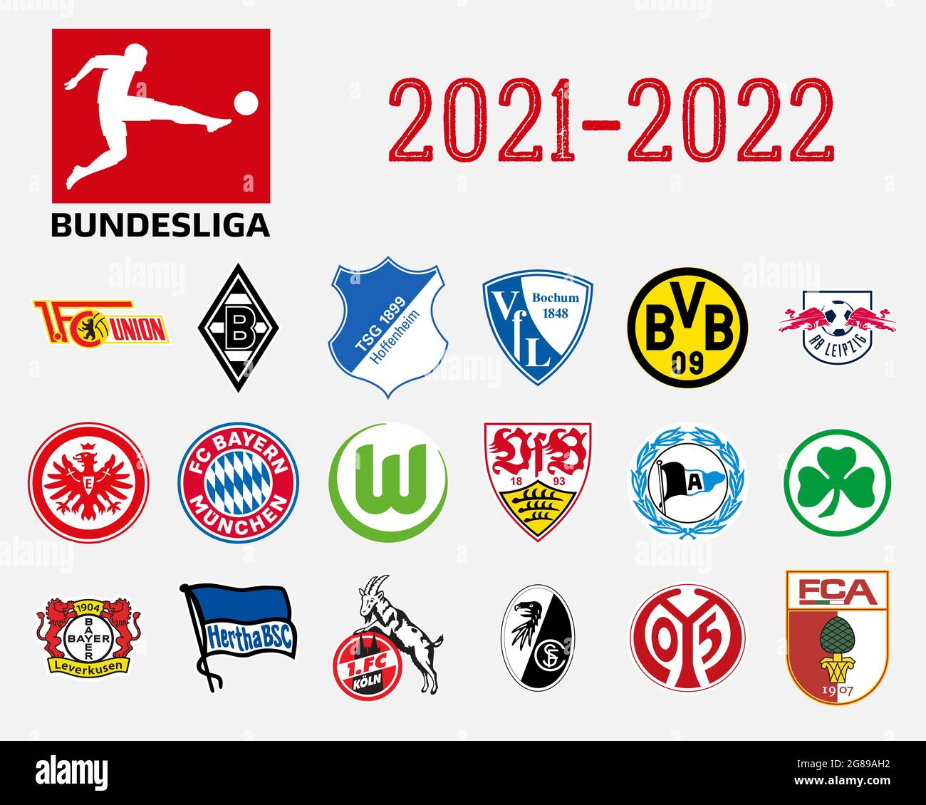 Loghi di tutte le squadre della Bundesliga tedesca Illustrazione Vettoriale