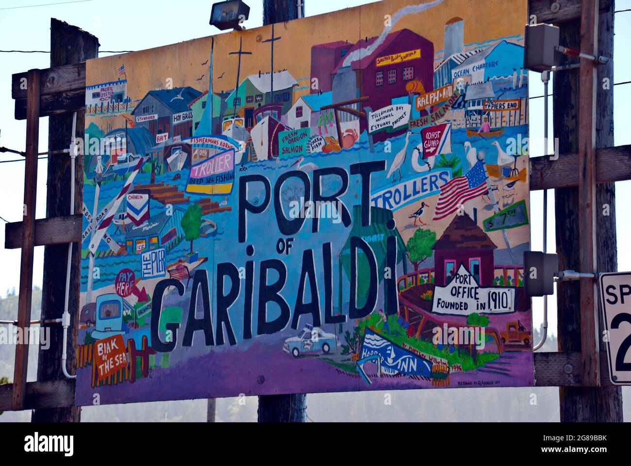 Indicazioni per Port Garibaldi, su Tillamook Bay, Garibaldi, Oregon Foto Stock