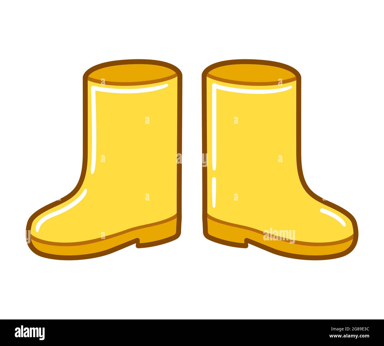 Stivali da pioggia in gomma gialla Cartoon. Immagine vettoriale clip art. Illustrazione Vettoriale