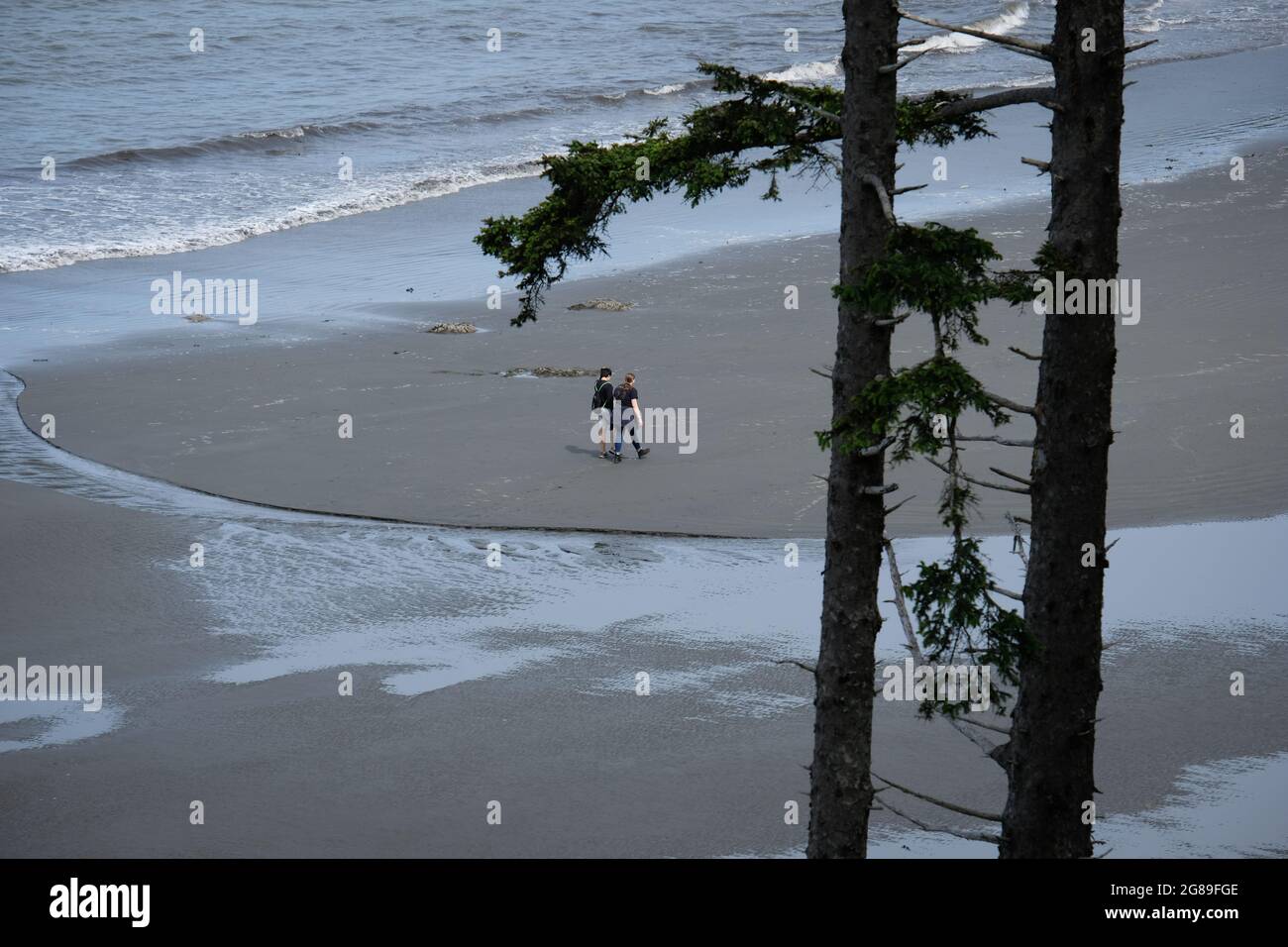 Camminando lungo la spiaggia, Olympic Peninsula, Washington state, USA, Pacific Northwest. Foto Stock