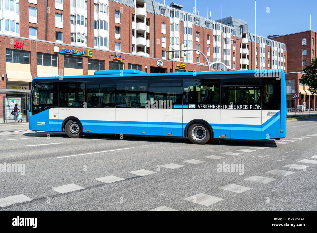 VKP Verkehrsbetriebe Kreis Plön Iveco Crossway bus a Kiel, Germania Foto Stock