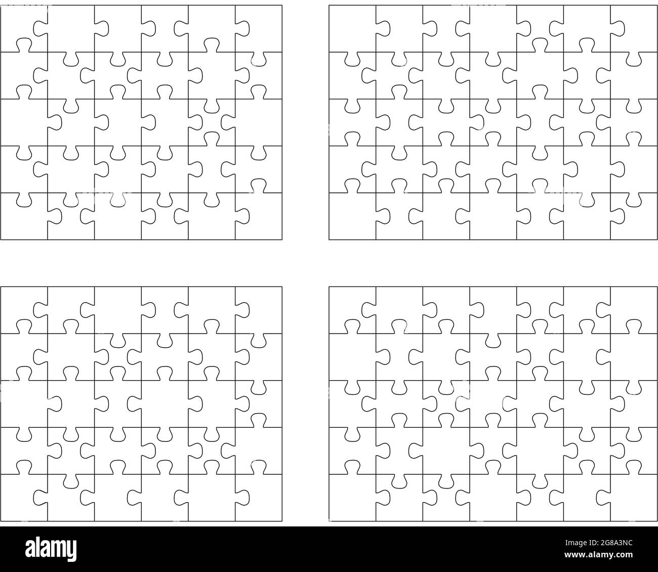 Separare i pezzi di puzzle colorati, la perfetta illustrazione Foto Stock