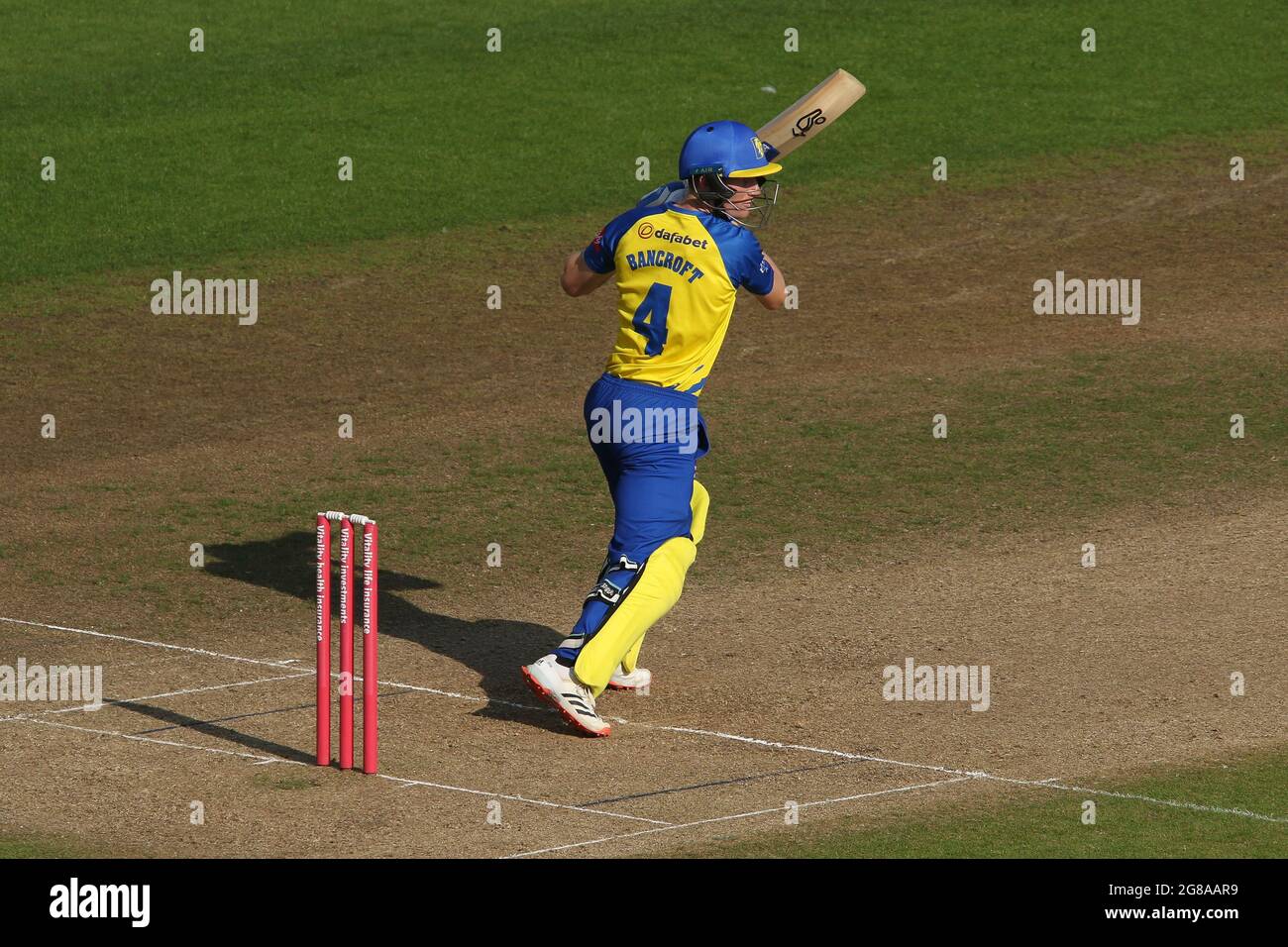 NOTTINGHAM, REGNO UNITO. 18 LUGLIO Cameron Bancroft di Durham pipistrelli durante la partita Vitality Blast T20 tra Nottinghamshire e Durham a Trent Bridge, Nottingham, domenica 18 luglio 2021. (Credit: Will Matthews | MI News) Credit: MI News & Sport /Alamy Live News Foto Stock