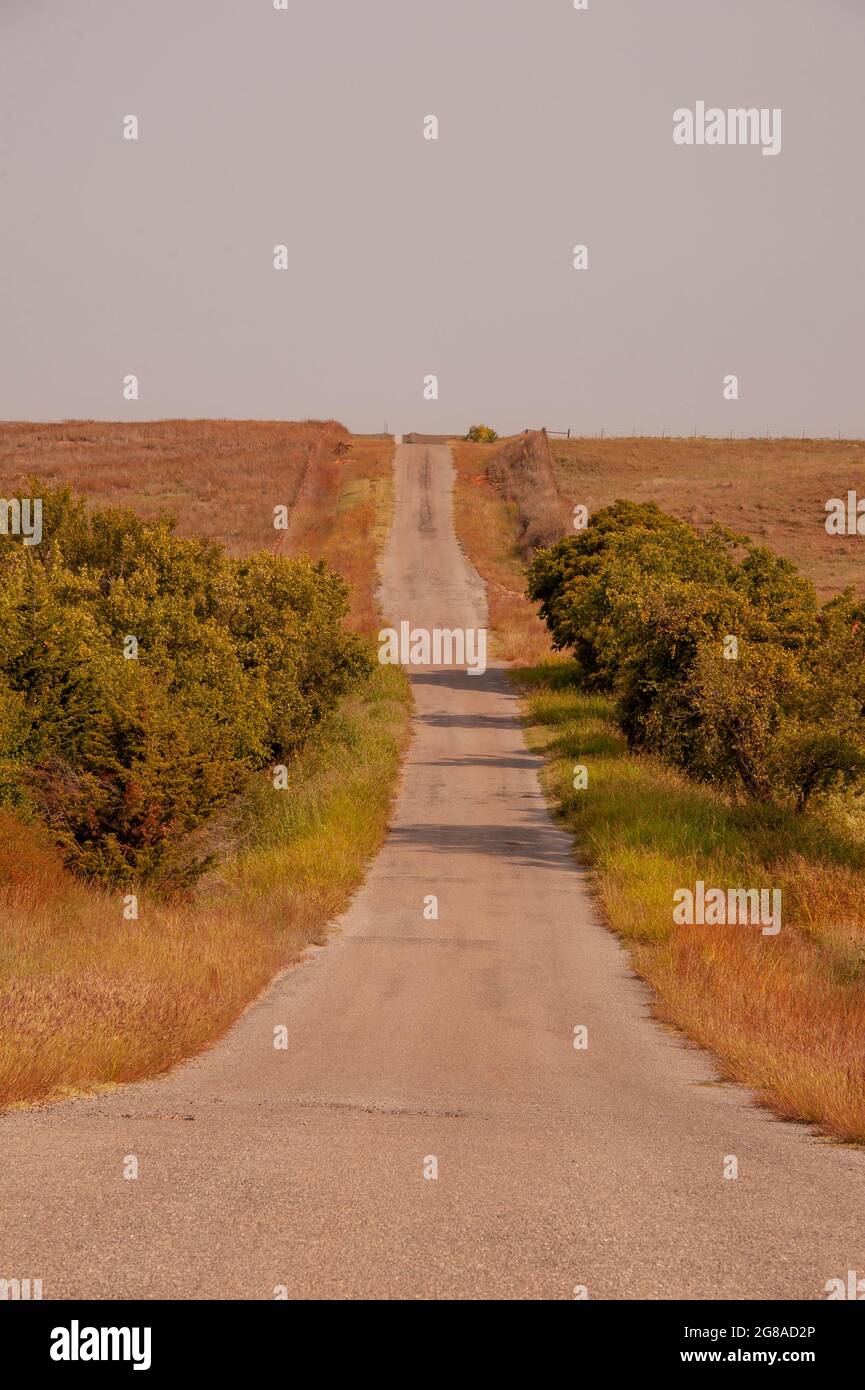 Down Country Roads, Custer County, OK. Foto Stock