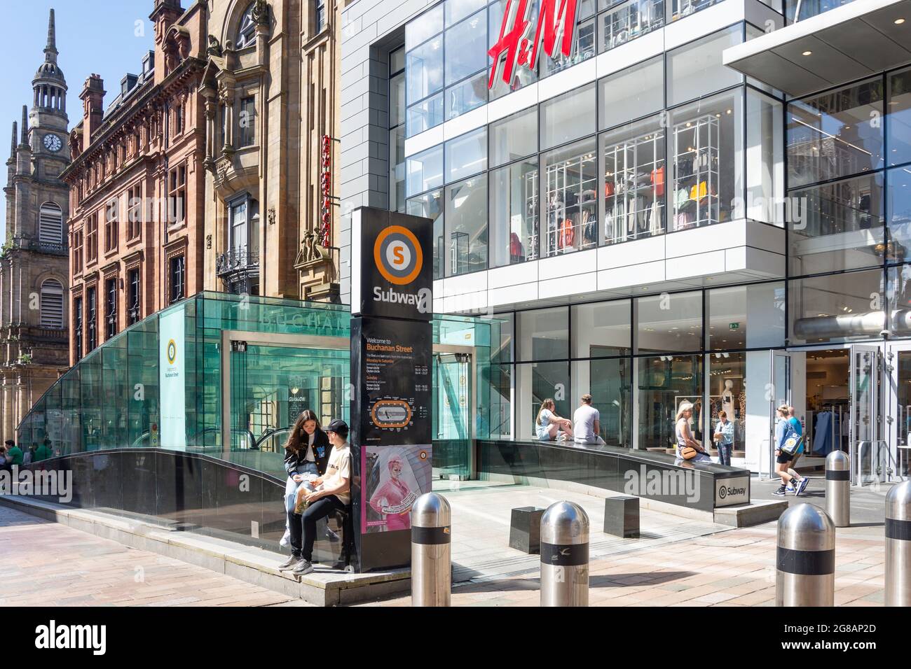 Stazione della metropolitana di Buchanan Street, Buchanan Street, Glasgow City, Scozia, Regno Unito Foto Stock