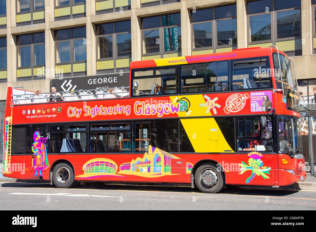 Glasgow City Sightseeing bus, George Square, Glasgow City, Scozia, Regno Unito Foto Stock