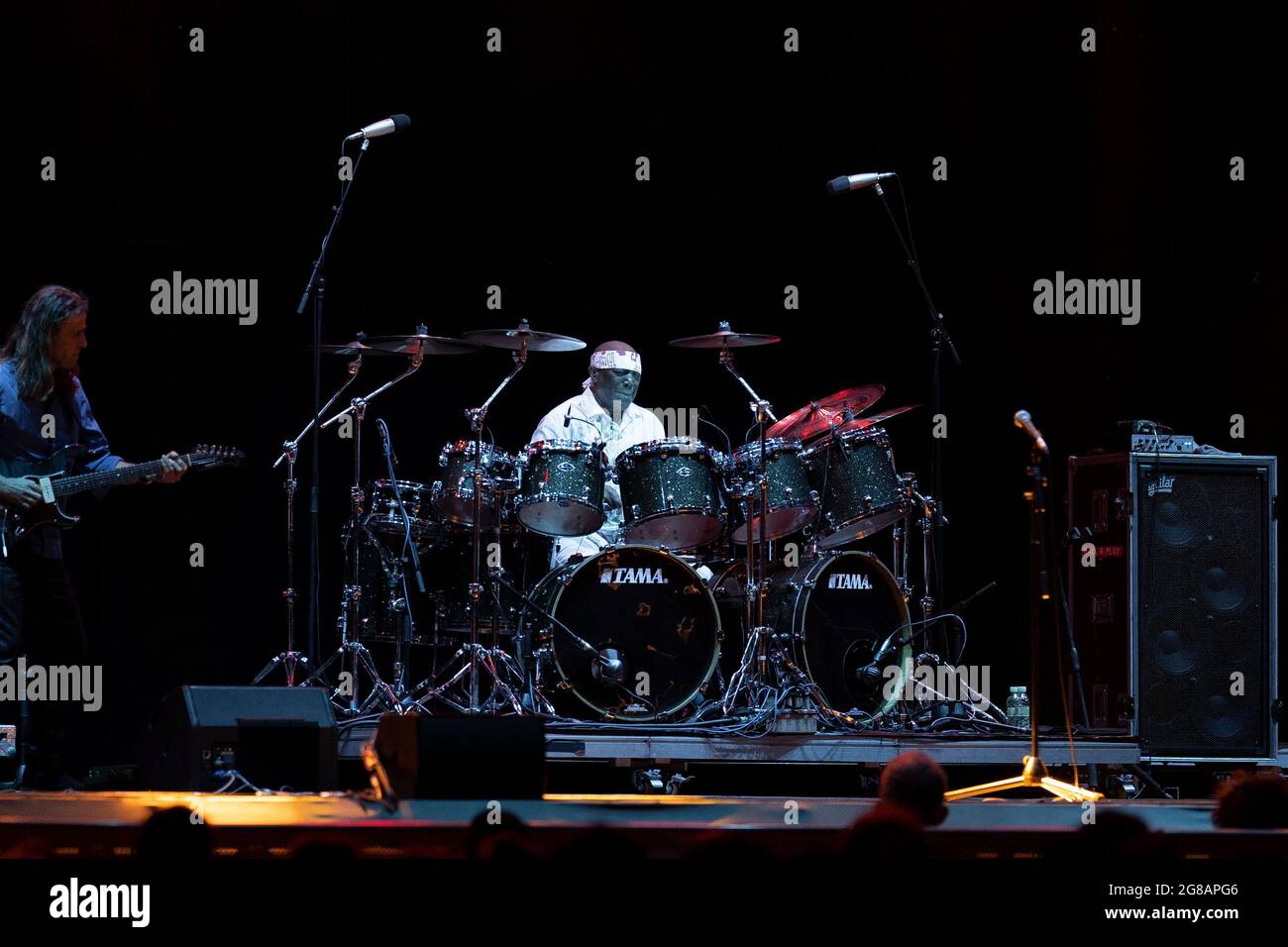 Madrid, Spagna. 18 luglio 2021. Il batterista americano Billy Cobham della Billy Cobham Band si esibisce dal vivo durante il festival musicale 'Noches del Botanico' di Madrid. (Foto di Atilano Garcia/SOPA Images/Sipa USA) Credit: Sipa USA/Alamy Live News Foto Stock