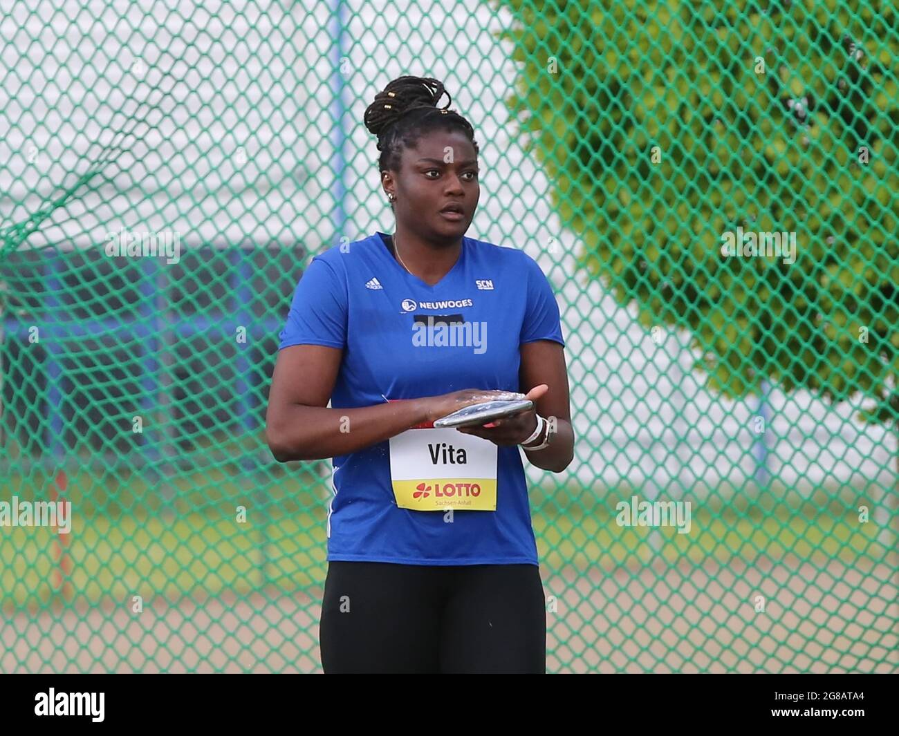 Tedesco Discus Thrower Claudine vita SC Neubrandenburg al Schönebecker Solecup 2021 Foto Stock