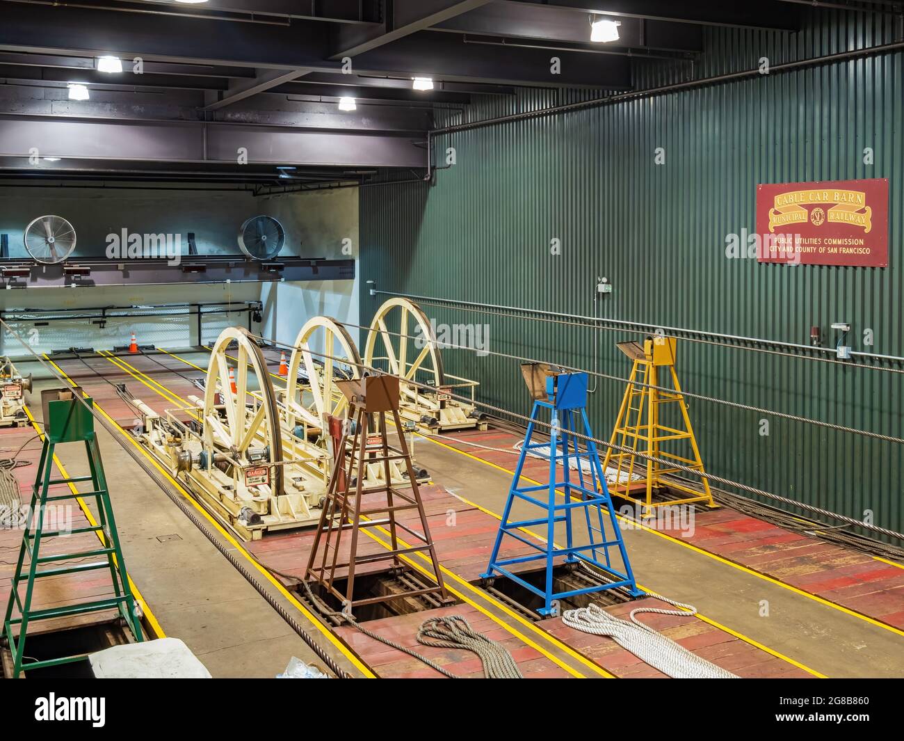 San Francisco, 22 MAGGIO 2021 - Vista interna del museo della funivia Foto Stock