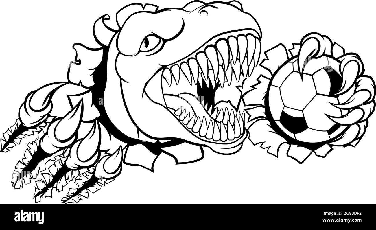 Dinosauro Soccer Football Player mascotte sportive Illustrazione Vettoriale