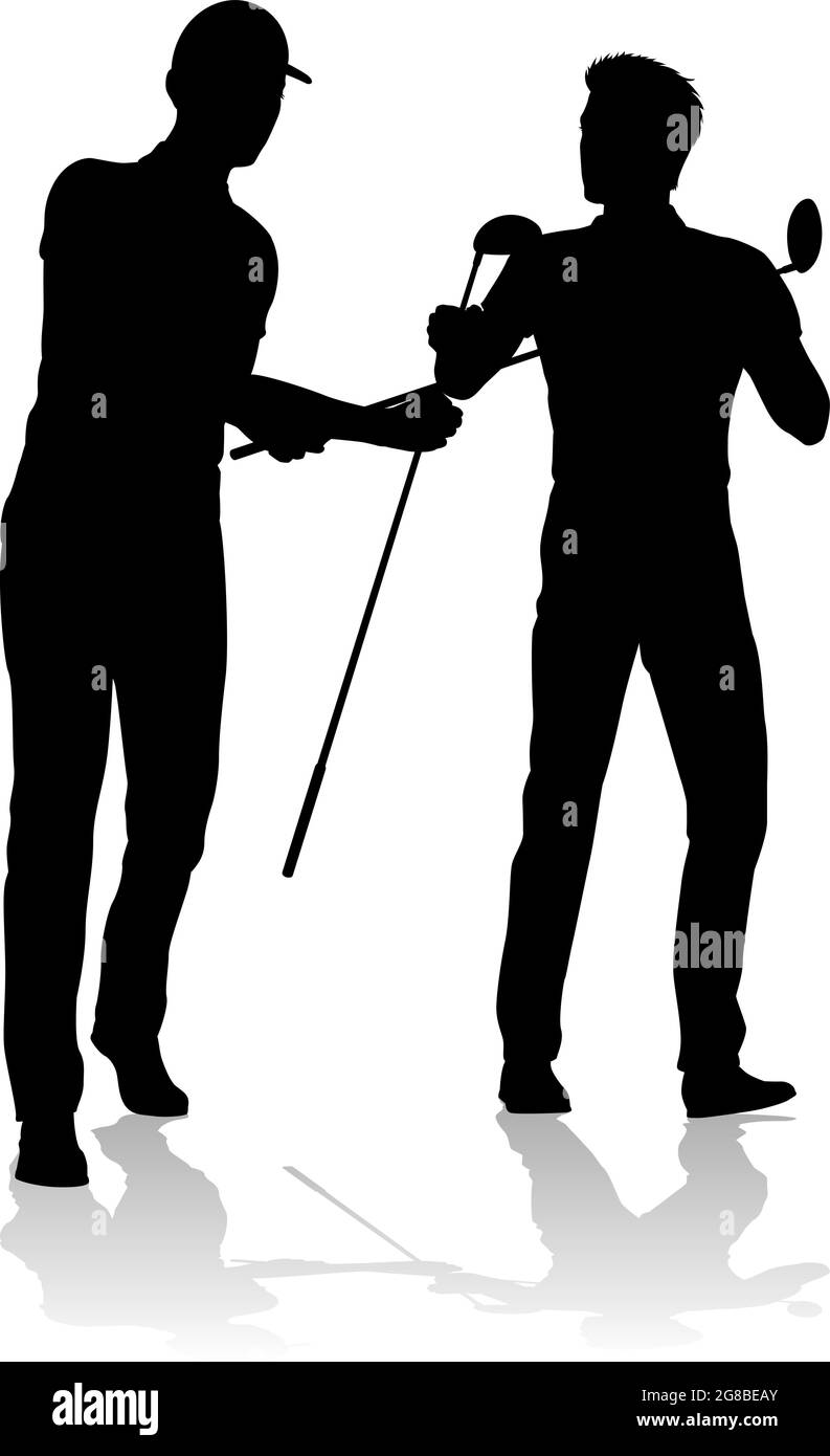 Giocatore di golf Golf Sport persone in Silhouette Illustrazione Vettoriale
