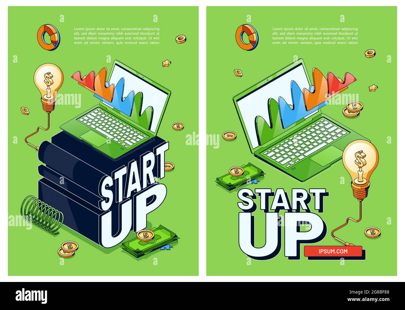 Poster vettoriali di start up, nuova attività Illustrazione Vettoriale