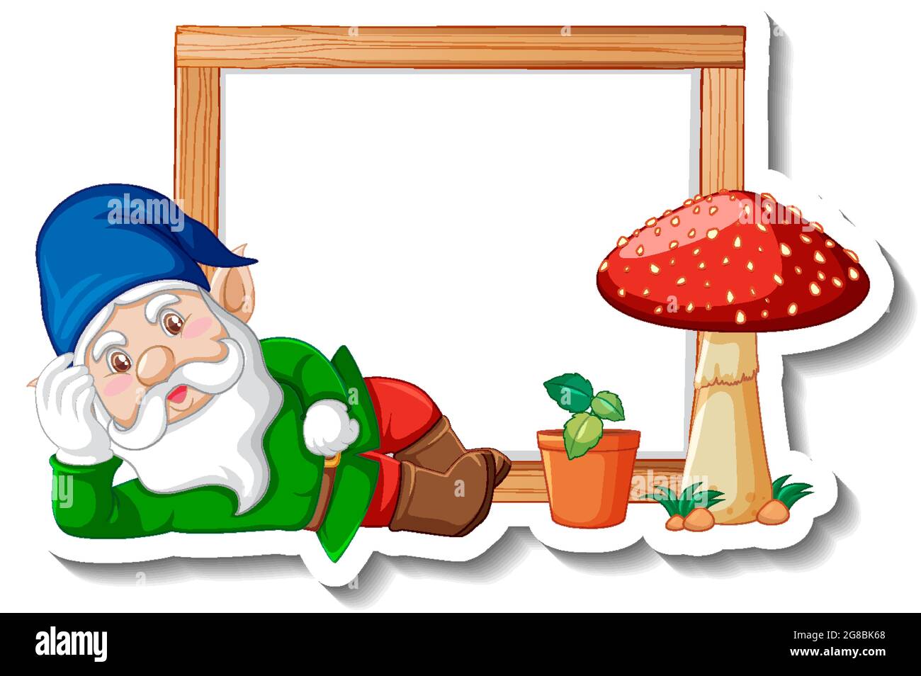 Un modello di adesivo con gnome giardino o cartoni nani illustrazione chracter Illustrazione Vettoriale