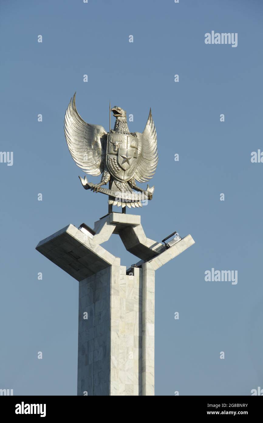 Garuda Pancasila Monumento, il simbolo dell'Indonesia. Foto Stock