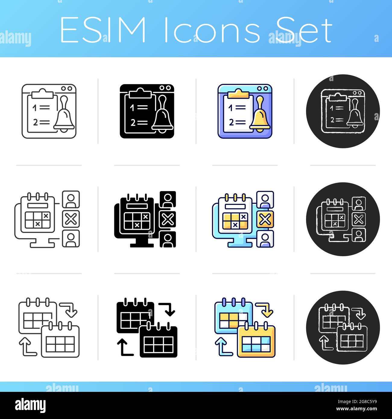 Set di icone degli strumenti di monitoraggio del lavoro Illustrazione Vettoriale