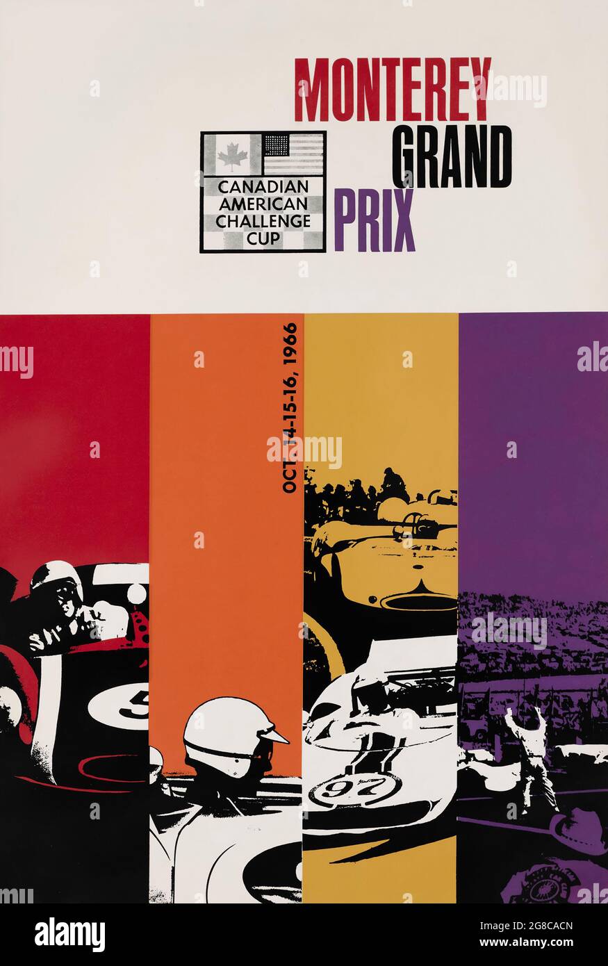 Poster auto d'epoca: Monterey Grand Prix nel 1966. Si tiene sulle rive del circuito California Laguna Seca. Foto Stock