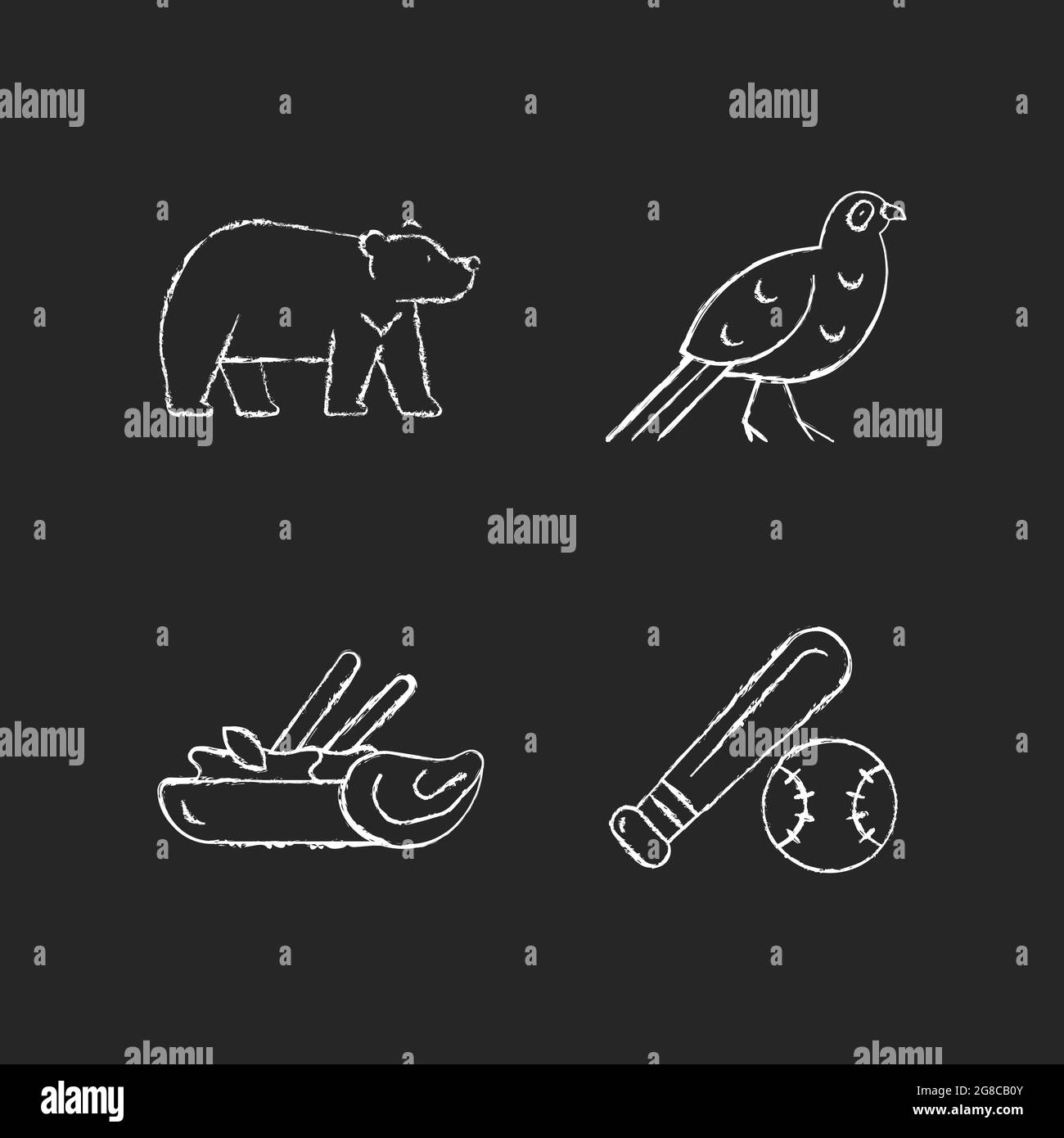 Taiwan nazionale gesso bianco icone set su sfondo scuro. Illustrazione Vettoriale