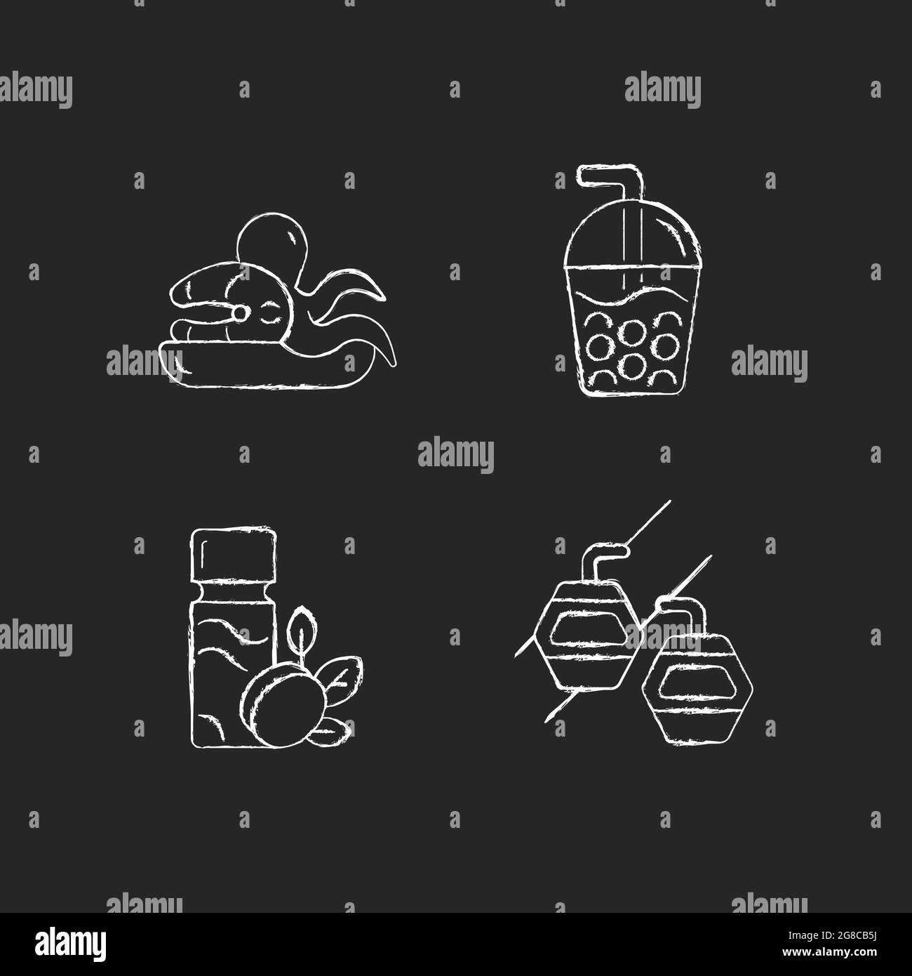 Taiwan entertainment gesso bianco icone set su sfondo scuro. Illustrazione Vettoriale