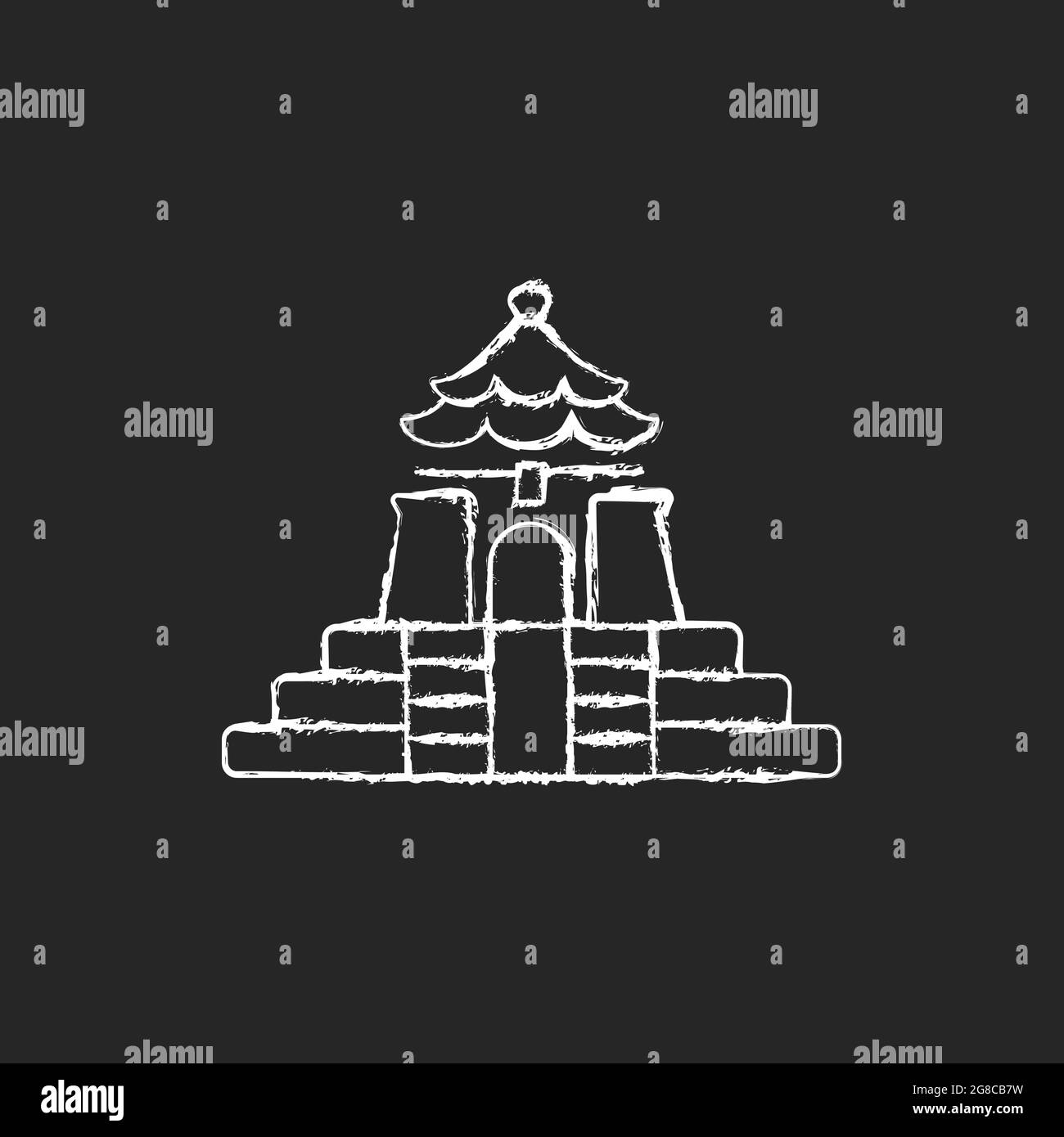 Chiang Kai Shek Memorial Hall gesso icona bianca su sfondo scuro. Illustrazione Vettoriale