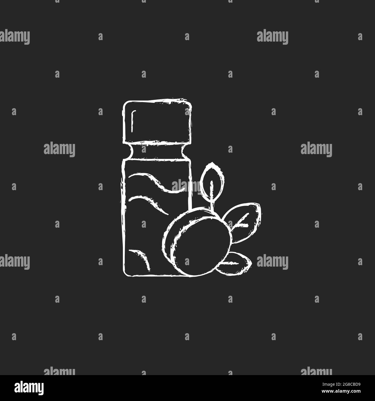 Vino prugne gesso bianco icona su sfondo scuro. Illustrazione Vettoriale