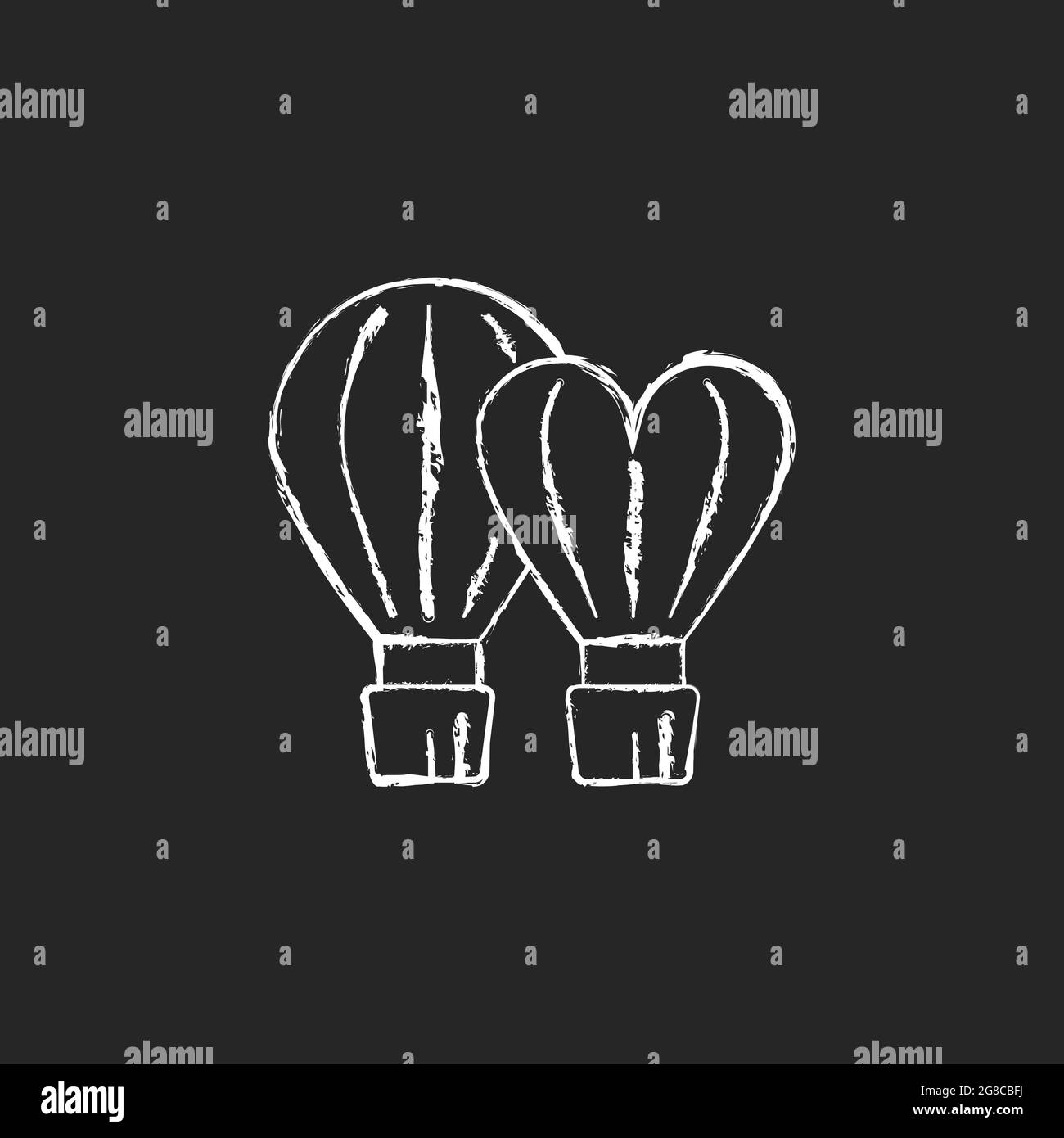 Taiwan International Balloon Festival icona bianco gesso su sfondo scuro. Illustrazione Vettoriale