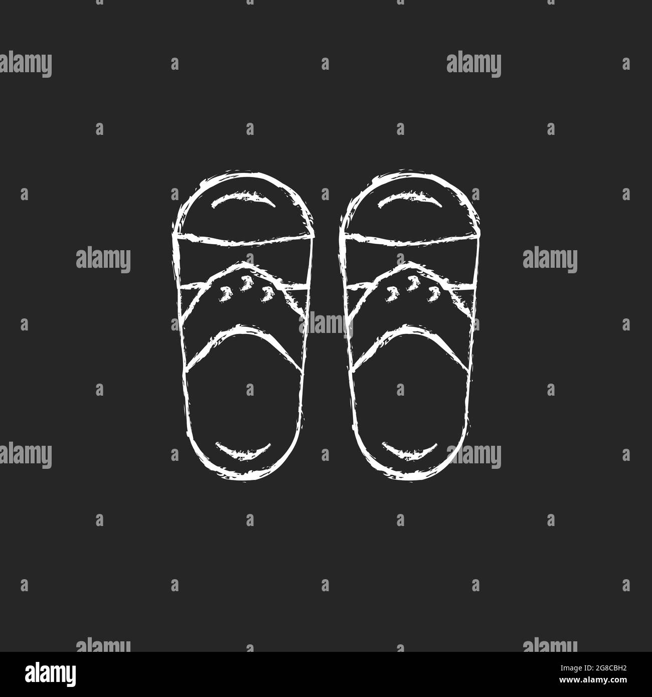 Pantofole taiwanesi icona di gesso bianco su sfondo scuro. Illustrazione Vettoriale