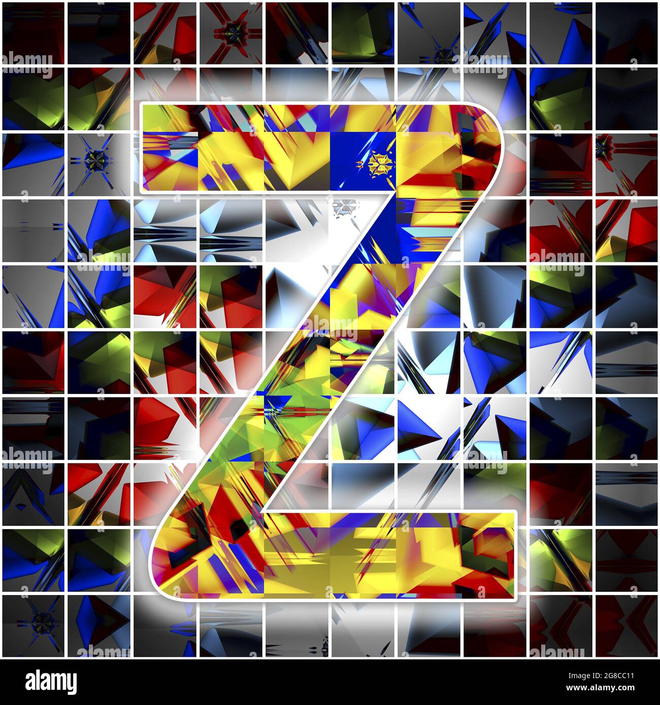 Monogramma del carattere maiuscolo Z con motivo caleidoscopio Foto Stock