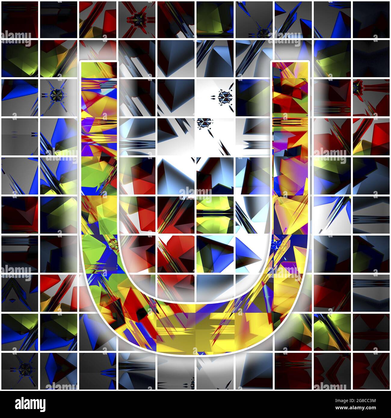Monogramma del carattere maiuscolo U con motivo caleidoscopio Foto Stock
