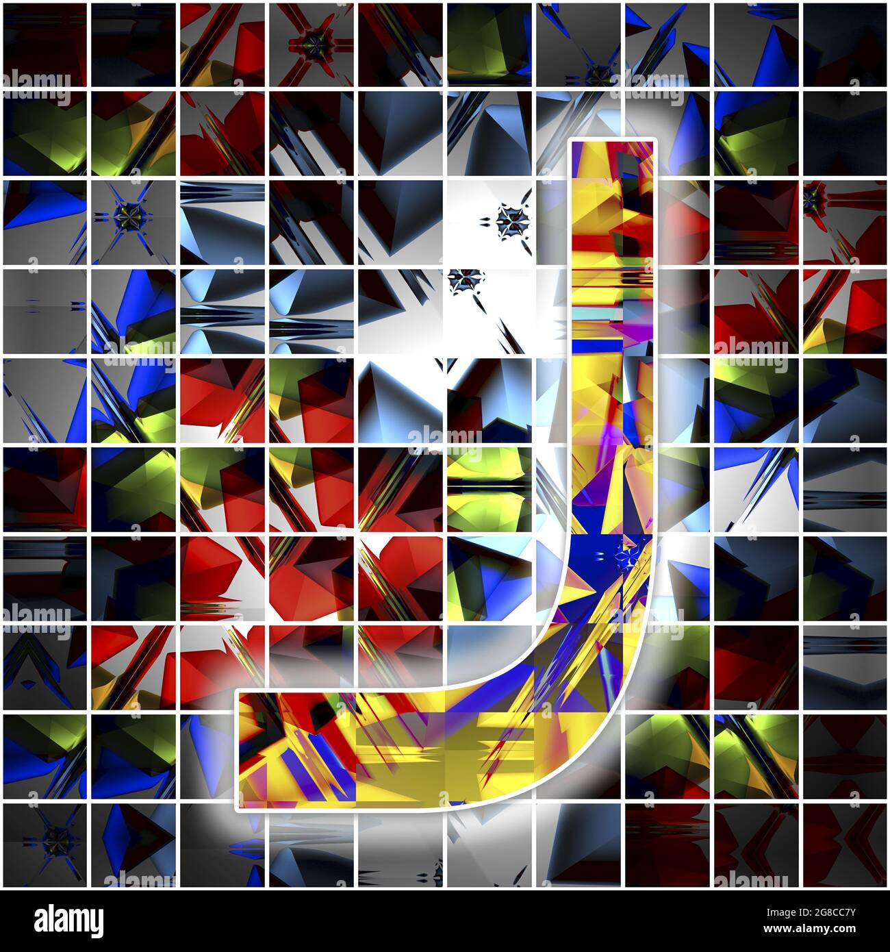 Monogramma del carattere maiuscolo J con motivo caleidoscopio Foto Stock