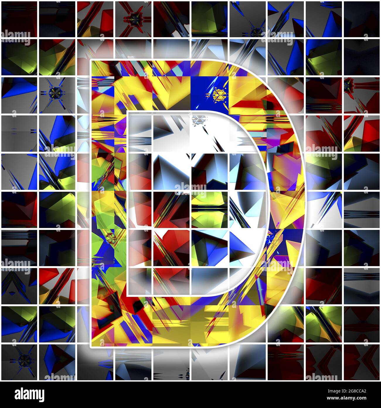 Monogramma del carattere maiuscolo D con motivo caleidoscopio Foto Stock