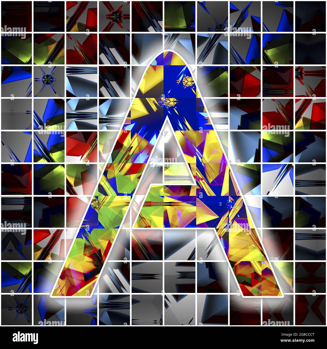 Monogramma del carattere maiuscolo A con motivo caleidoscopio Foto Stock
