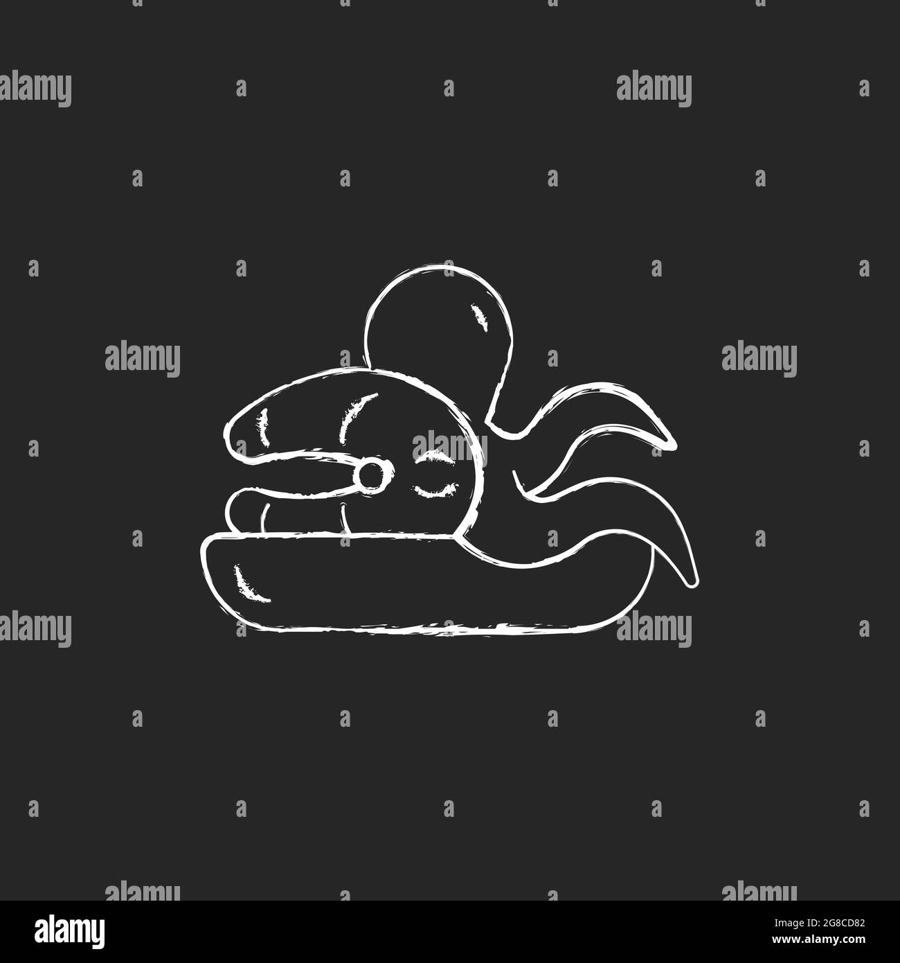 Mercato di pesce gesso bianco icona su sfondo scuro. Illustrazione Vettoriale