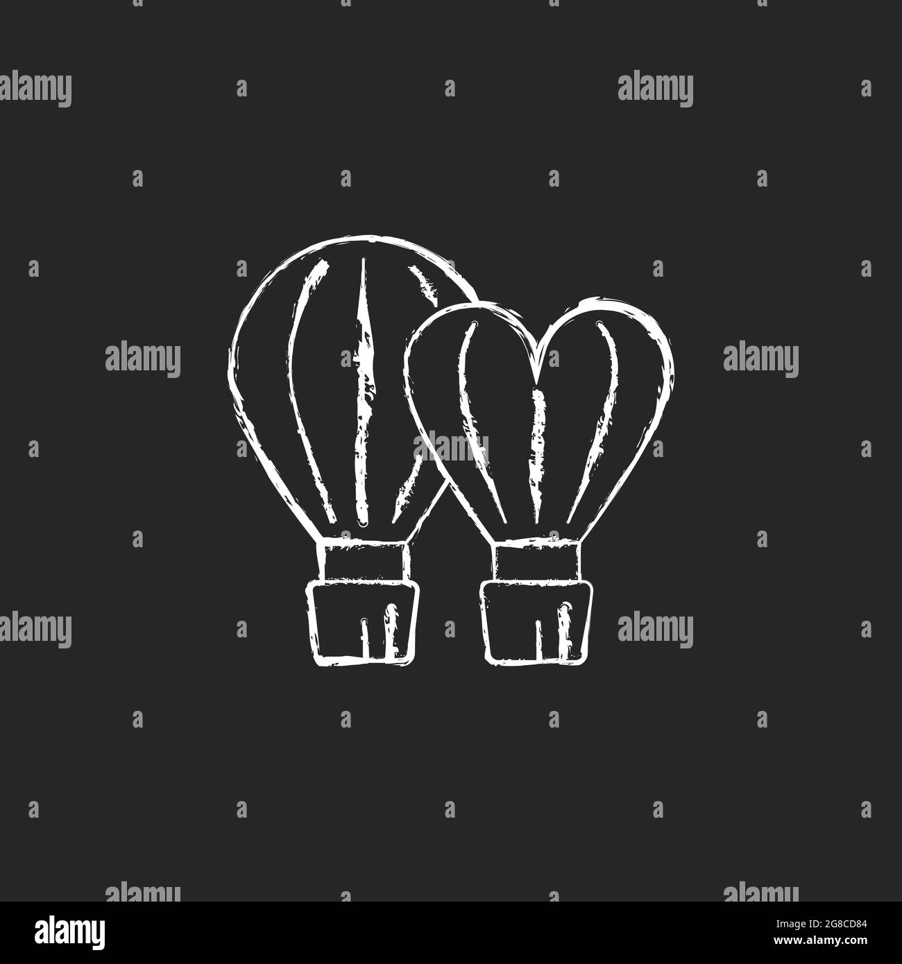 Taiwan International Balloon Festival icona bianco gesso su sfondo scuro. Illustrazione Vettoriale