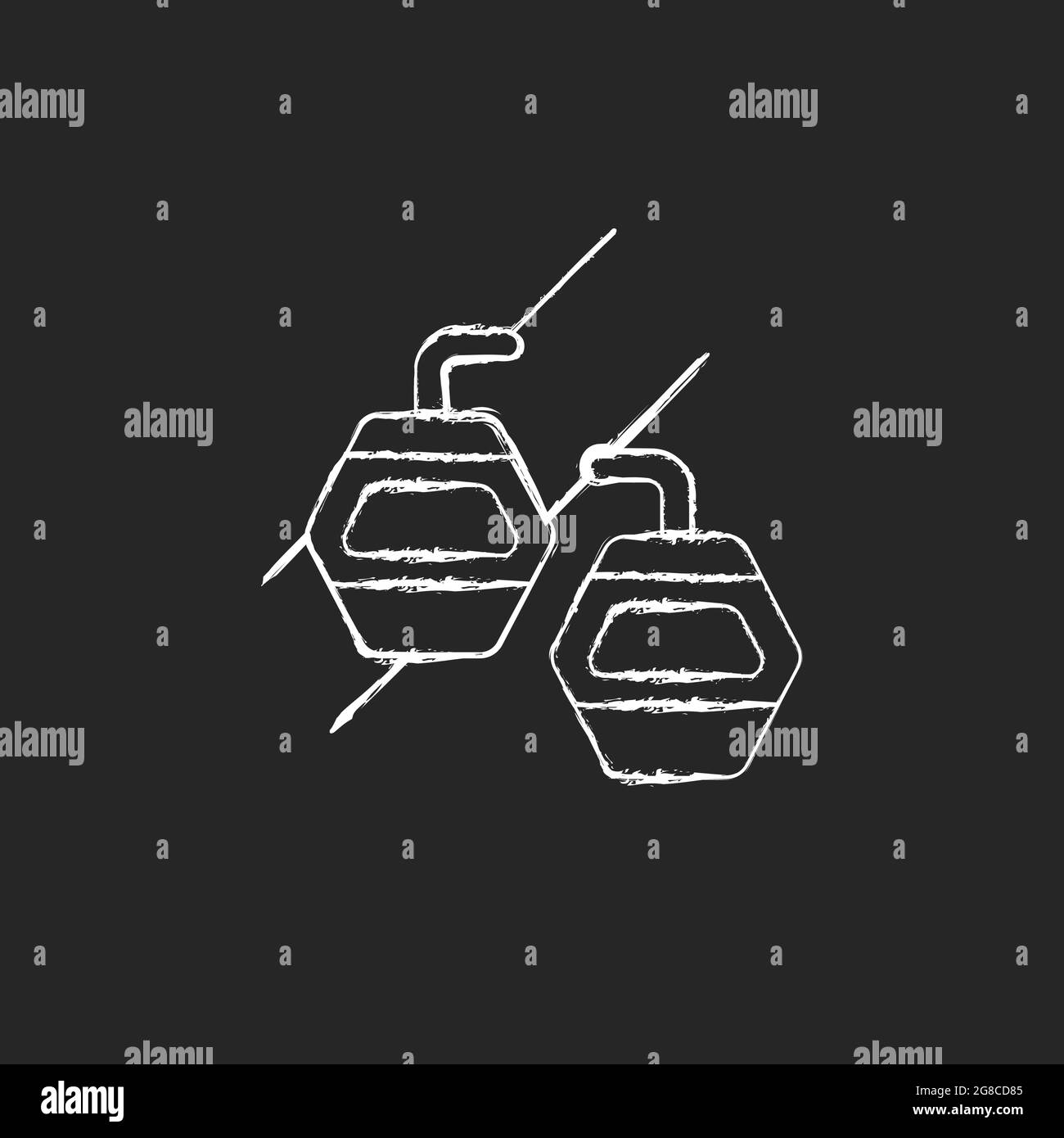 Gondola Maokong icona bianca gondola su sfondo scuro. Illustrazione Vettoriale