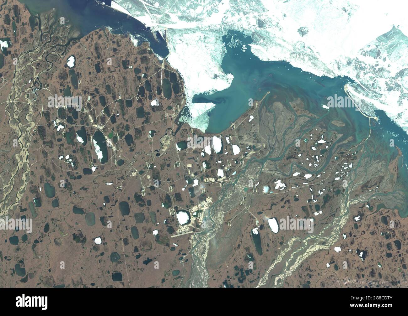 Prudhoe Bay Oil Field, Alaska, Stati Uniti Foto Stock
