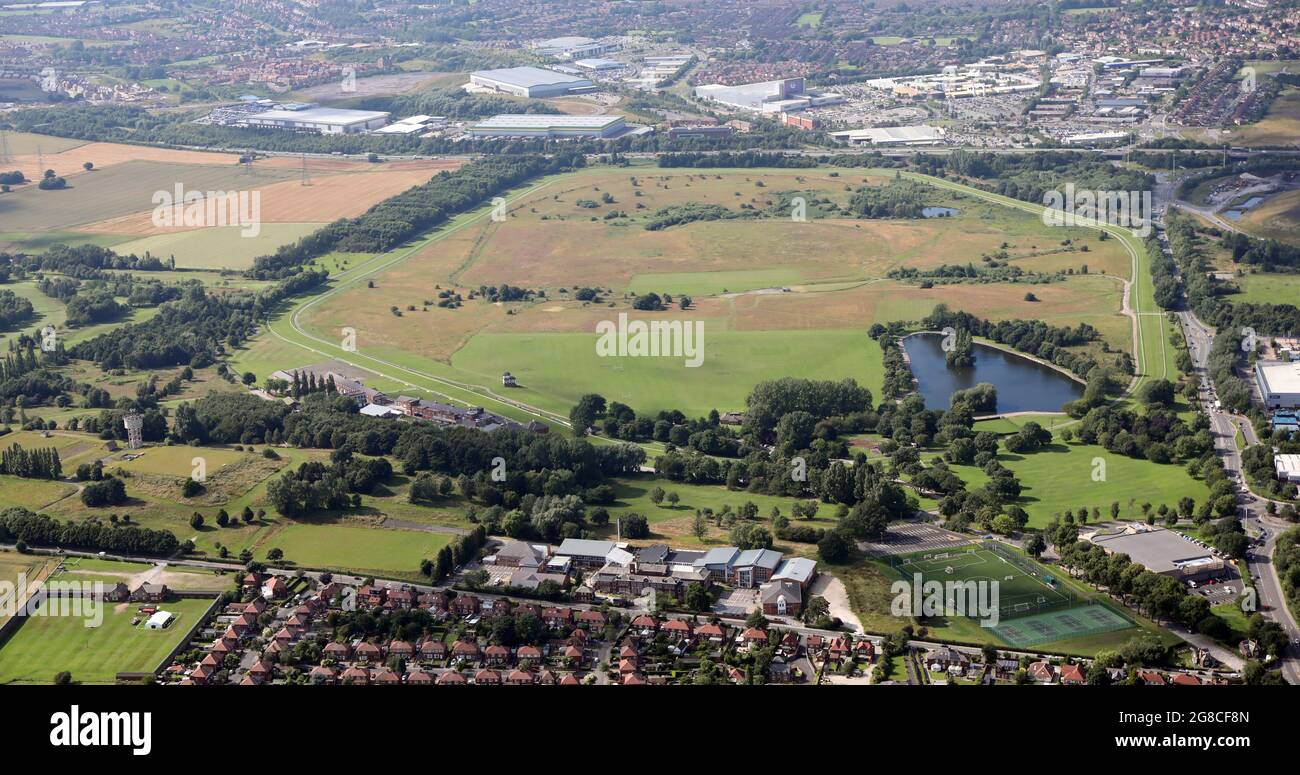 Veduta aerea dell'ippodromo di Pontefract (Pontefract Park), West Yorkshire Foto Stock