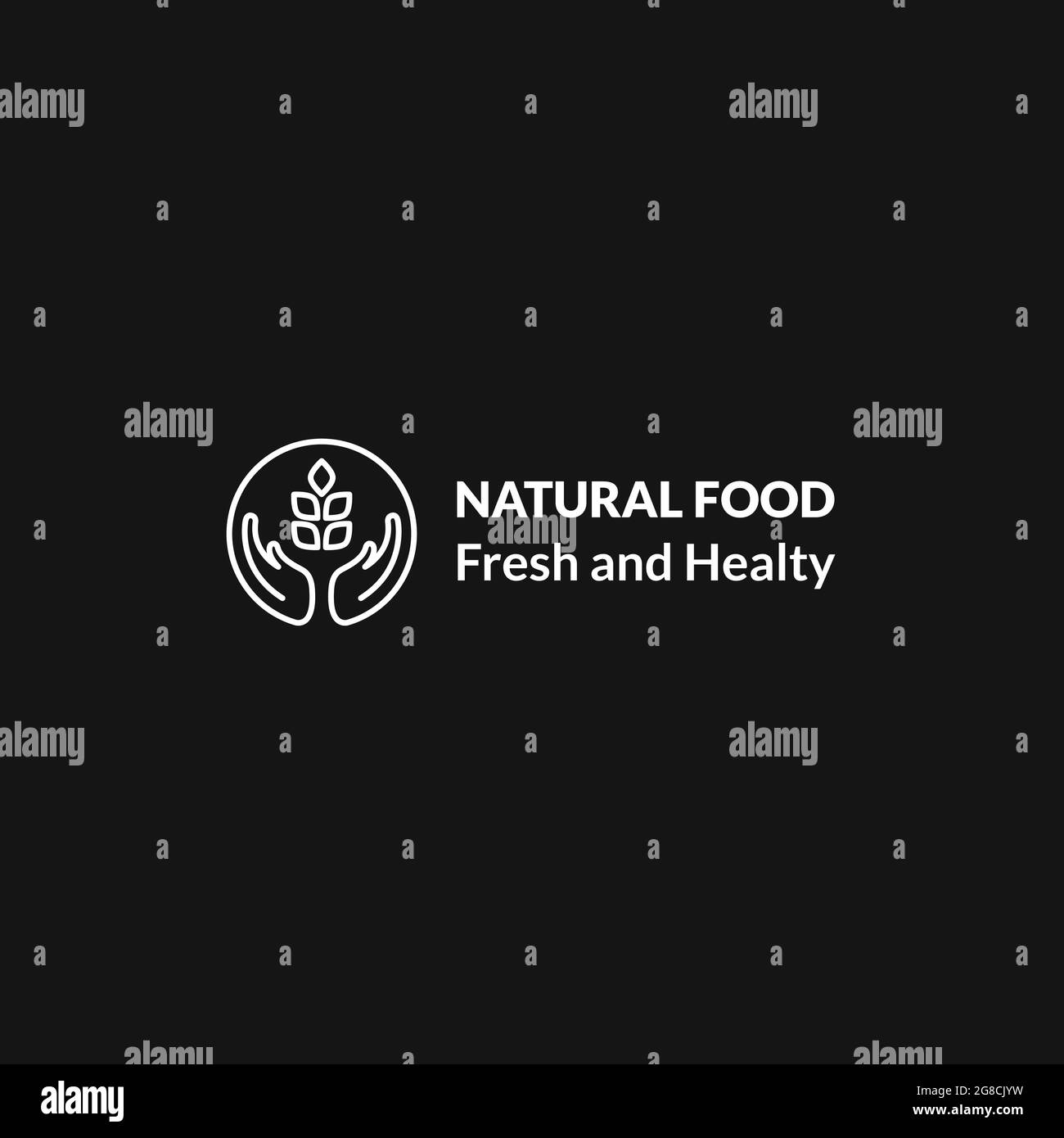 Logo di grano dal design minimalista, con illustrazione vettoriale di mani e grano, perfetto per il logo del cibo Illustrazione Vettoriale